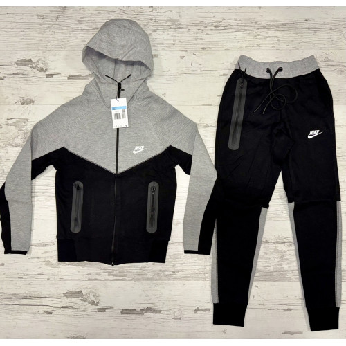 8411 Детски екип Tech Fleece черно светло сиво
